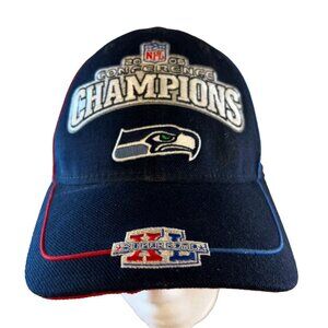 Vintage 2005 Reebok Seattle Seahawks NFC Conference Champs Hat Blue OS